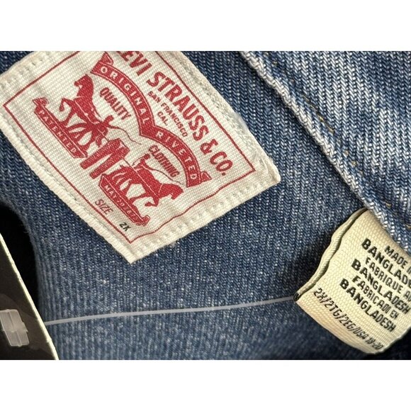 Levi’s Men’s Blue Denim White Snap Pearl Button Down Long Shirt Size 2XL NEW - Picture 5 of 7